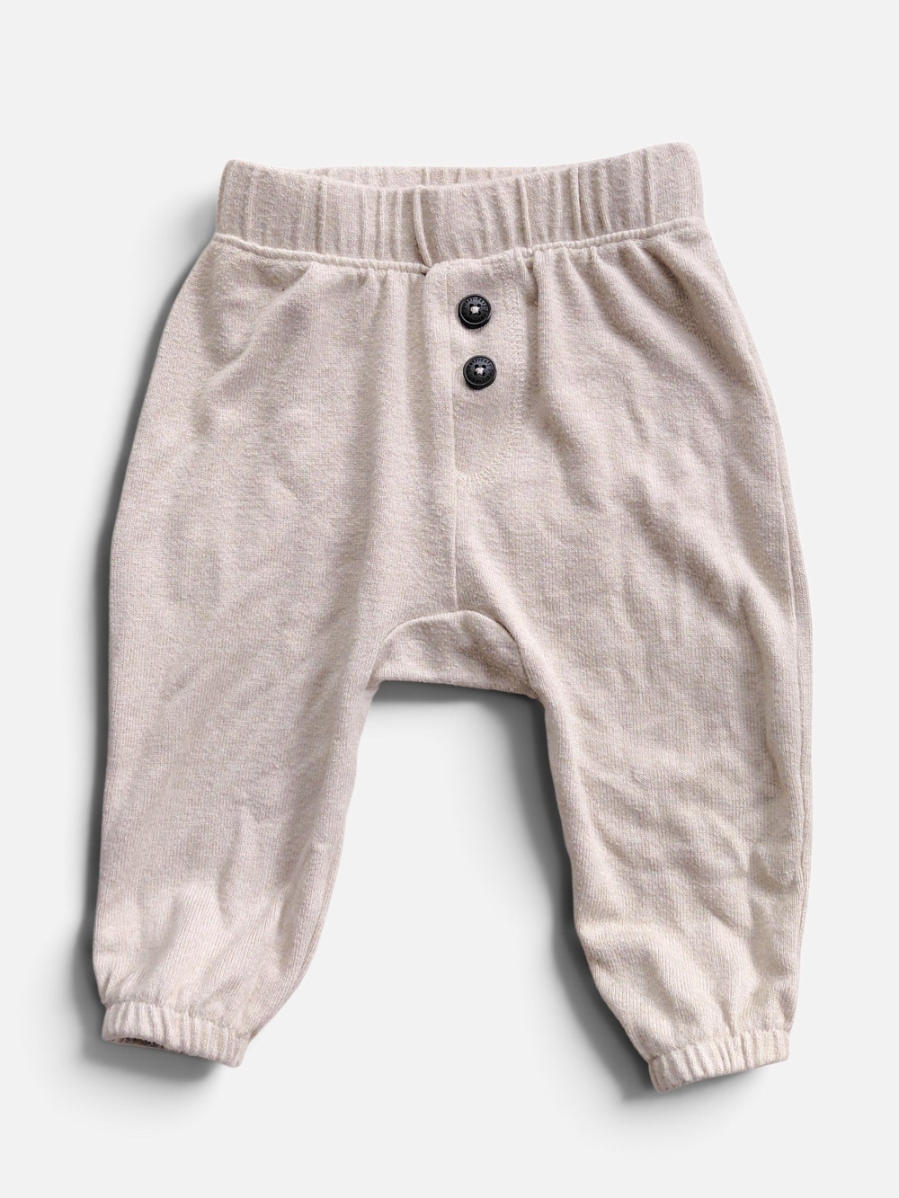 Easy Peasy Baby Knit Jogger Pants Neutral Beige 0-3M Hacci Ribbed Soft